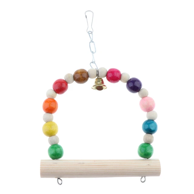 Bunt Schaukel mit Holz Sitzstange und Glocke für Vogel,  ,