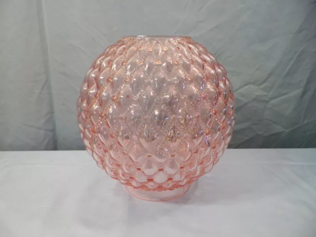 Pink Glass Diamond Quilt Ball Lamp Globe Shade 8" Wide 4" Fitter