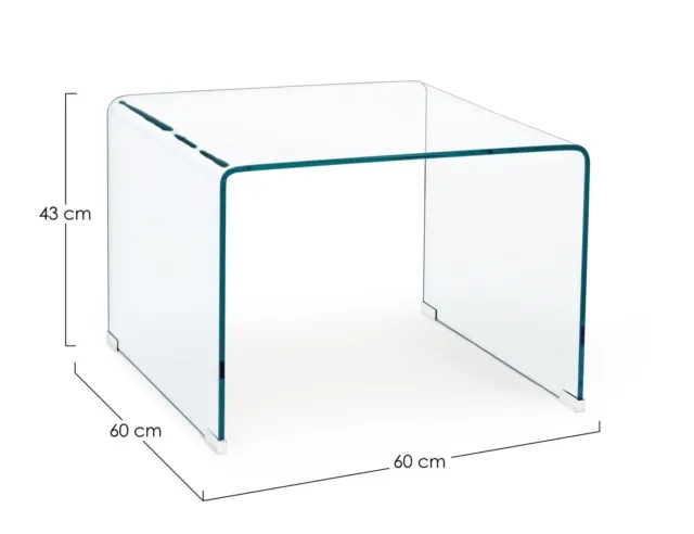 Tavolino Da Divano Salotto Quadrato In Vetro Moderno Design Iride 60X60