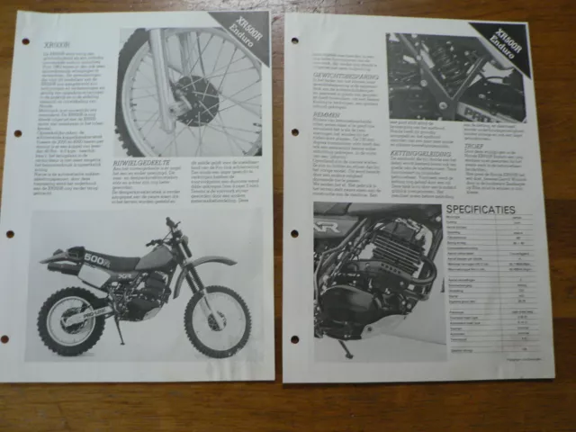 H521 Honda  Brochure  Prospekt Xr 500 R 1982 Dutch 2 Pages Xr500R Enduro