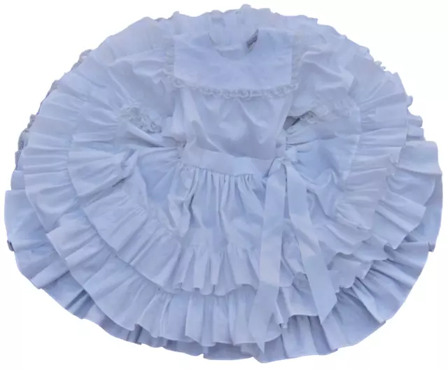 VTG Fancy This White Party Dress Ruffles Lace Big Girl Pageant Full Circle USA
