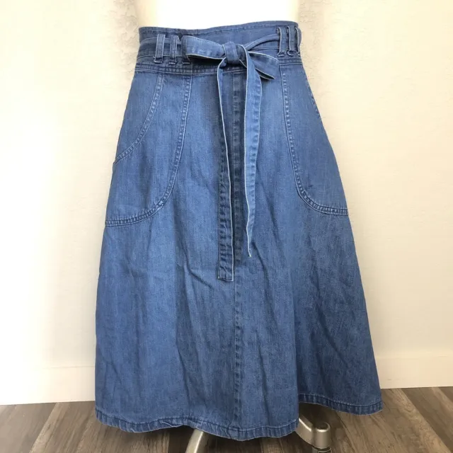 Vintage Denim Wrap Skirt Womens S M Prophet & Friends Long A Line Jean Skirt