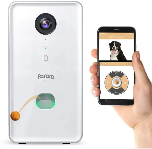 Cámara para perro Faroro con dispensador de golosinas, cámara para mascotas Wi-Fi de 2,4 GHz y 5 GHz con...