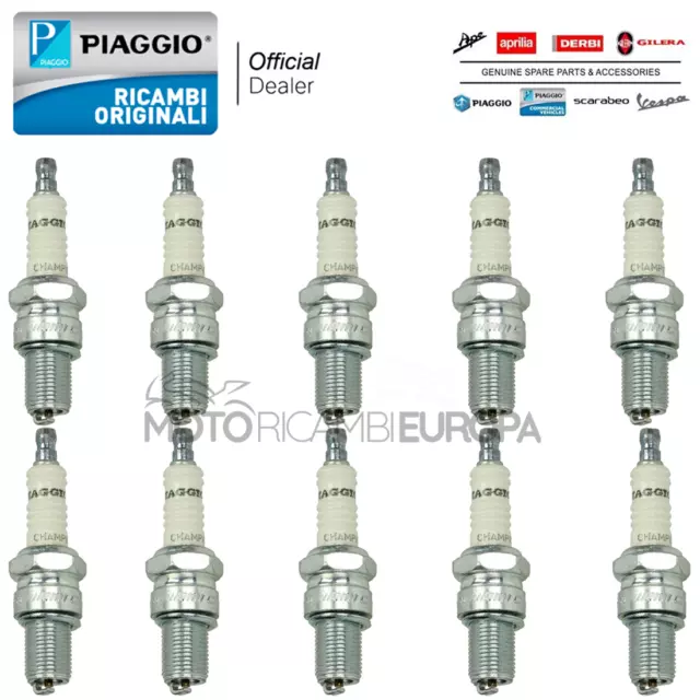 10 Candele Accensione Originale Piaggio Passo Lungo Champion P2M Scooter 50 2T