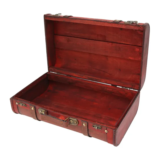 Vintage Wooden Box Convenient Carry Exquisite Workmanship Faux Leather Storage