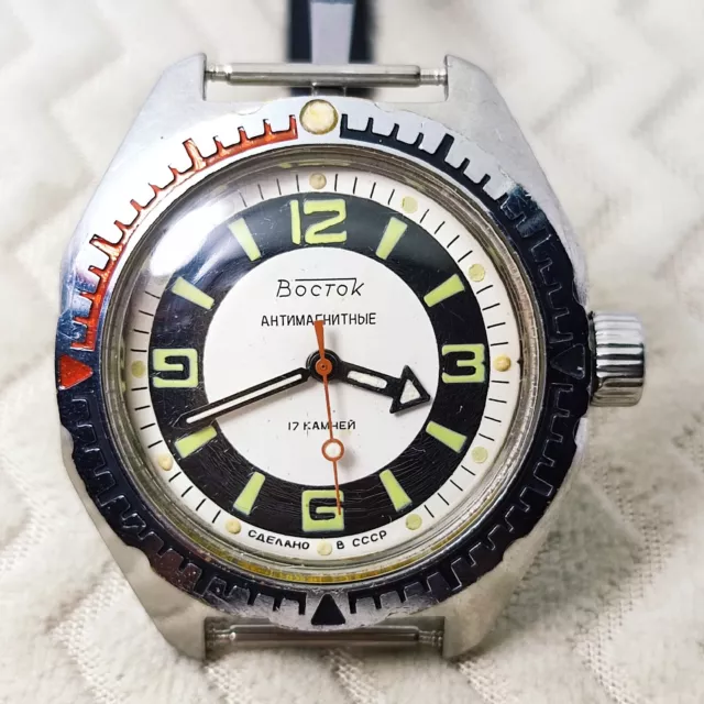 ⭐ Rare Vintage Soviet watch VOSTOK AMPHIBIA harlequin antimagnetic made in USSR#