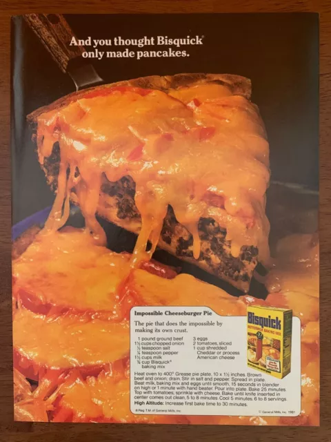 1982 Bisquick Baking Mix Vintage Print Ad/Poster Retro Cooking Kitchen Décor