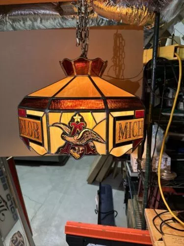 Vintage Anheuser Busch Michelob Stained Glass Hanging Light Beer