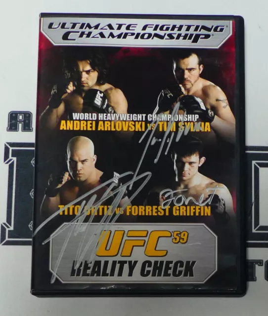 Forrest Griffin Tito Ortiz & Tim Sylvia Signed UFC 59 2006 DVD Champ Autograph