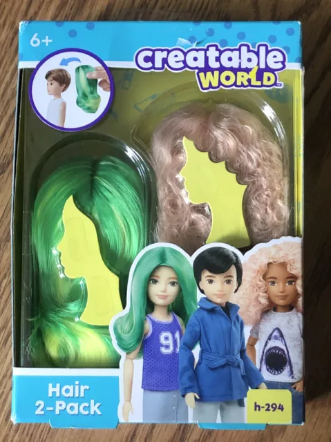 Creatable World Hair Pack 2-Pack h-294 Green And Blonde Wigs For Dolls