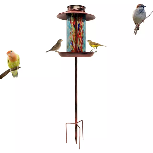 Vogelfutterspender Solar LED hängend stehend Vogelfuttersäule Gartenlight Vogel
