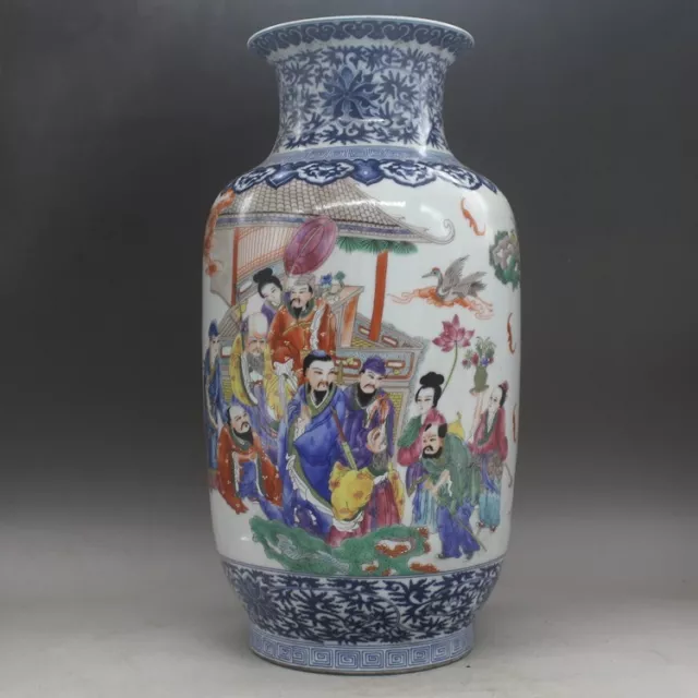 Chinese Antique Qing Dynasty Qianlong Famille Rose Porcelain BaXianGuoHai Vases