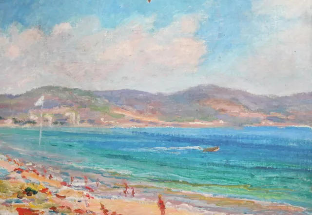 1991 Peinture à l'huile de paysage marin impressionniste signée