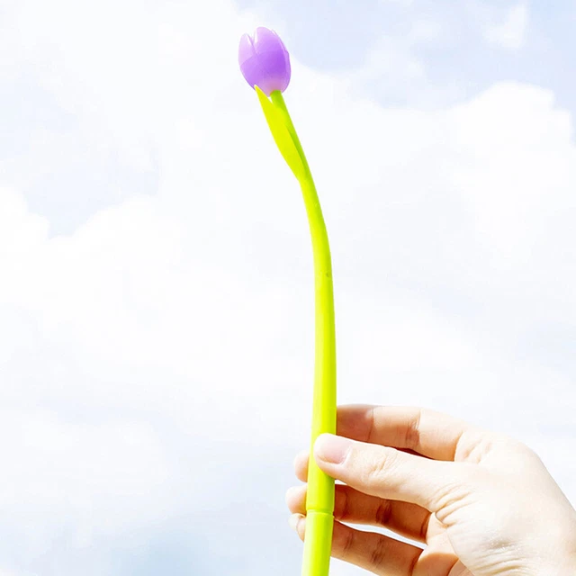 Creative Tulip Flowers Meet Light and Change Color Gel Pen Silicone Material  ^^