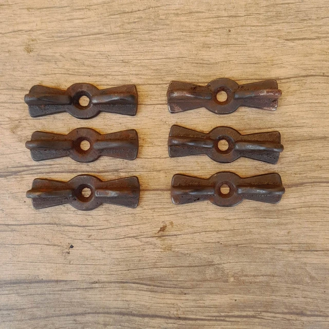 Vintage cast iron cabinet cupboard door catch twist turn latch farm decor 6pcs 4