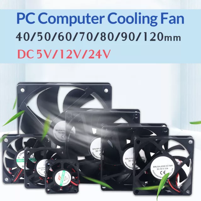 DC 5V/12V/24V PC Computer Cooling Fan Brushless | 40/50/60/70/80/90/120mm
