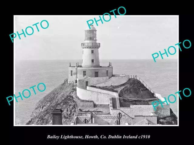 OLD LARGE HISTORIC PHOTO OF BAILEY LIGHTHOUSE HOWTH Co DUBLIN IRELAND c1910