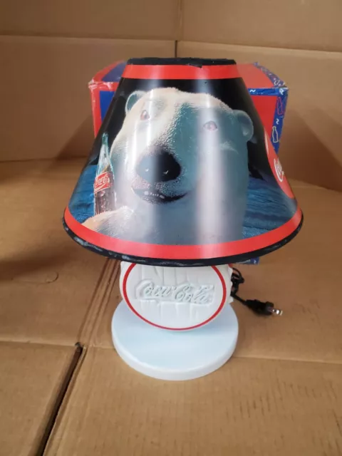 Vintage Coca-Cola Bottle Cap Lamp with Polar Bear Lamp Shade 1997 Collectible