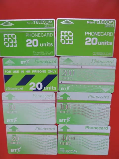 8 Used  Phonecards From British Telecom  No Value Collectors Item. Lot 4