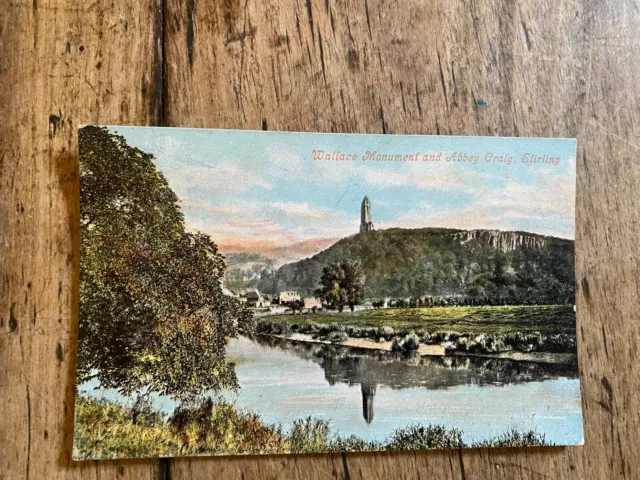 Vintage valentine postcard-Wallace Monument and Abbey Craig Stirling. Unused