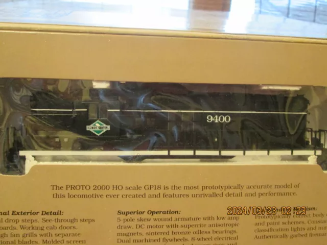 Life Like Proto 2000 Series Ho Illinois Central GP9 Powered Diesel Loco #9400 2