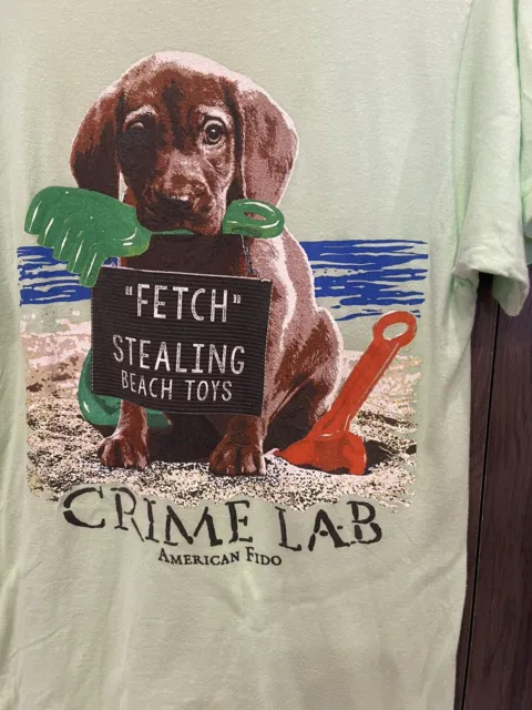 AMERICAN FIDO CRIME LAB DOG USA AMERICA TEE T SHIRT Adult Medium Mint Green