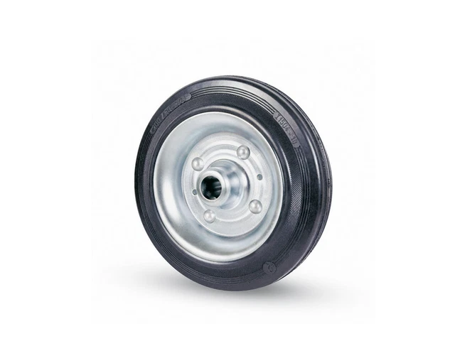 Ruota Rivestita In Gomma Piena Misura 250x60mm Foro Centrale 16mm Per Carrello Porta Pacchi