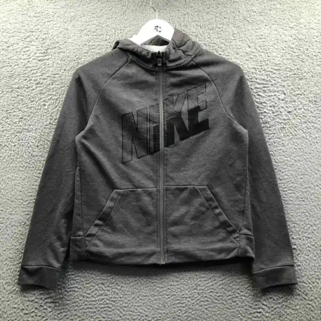 Nike Hoodie Jacket Boys Youth Large Long Sleeve Full Zip Pocket Gray BV3854-057