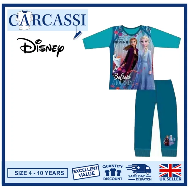 Girls Frozen Pyjamas Childrens Kids Blue Elsa Anna Disney PJs Age 4-10 Years