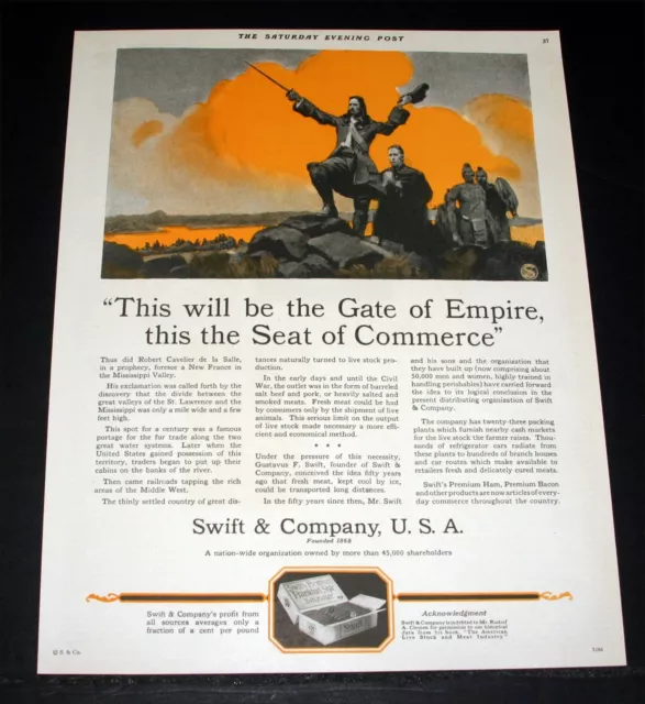 1923 Old Magazine Print Ad, Swift & Company, New France In Mississippi Valley!