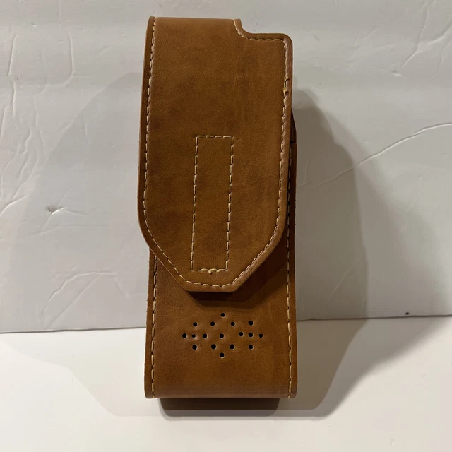 Vintage Heavy Duty Brown Leather 8-1/4" Walkie-Talkie Holder With Belt Loop