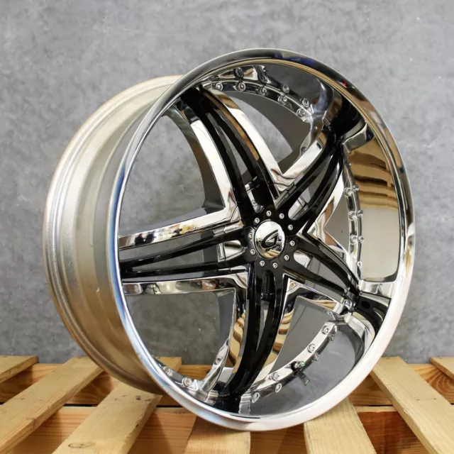 Gianna Blitz Chrome with Black Inserts 22" 5x108 Staggered Wheels Set of Rims