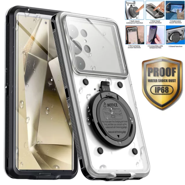 Self-Check Waterproof Case Cover for Samsung S24 S23 S22 S21 S20 Ultra Plus FE