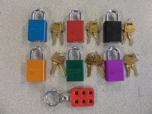 American Lock Safety Lockout Set Of 6 Aluminum A1105 Padlocks And Master Hasp
