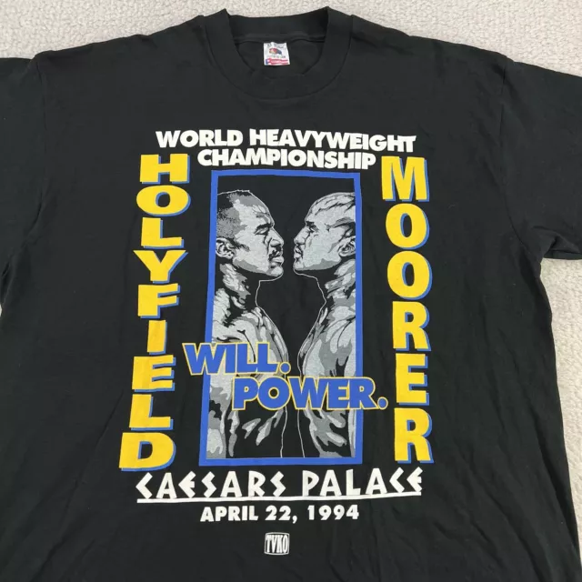 Vtg 90s Evander Holyfield Vs Michael Moorer Promo T-Shirt 1994 Boxing Mens XL