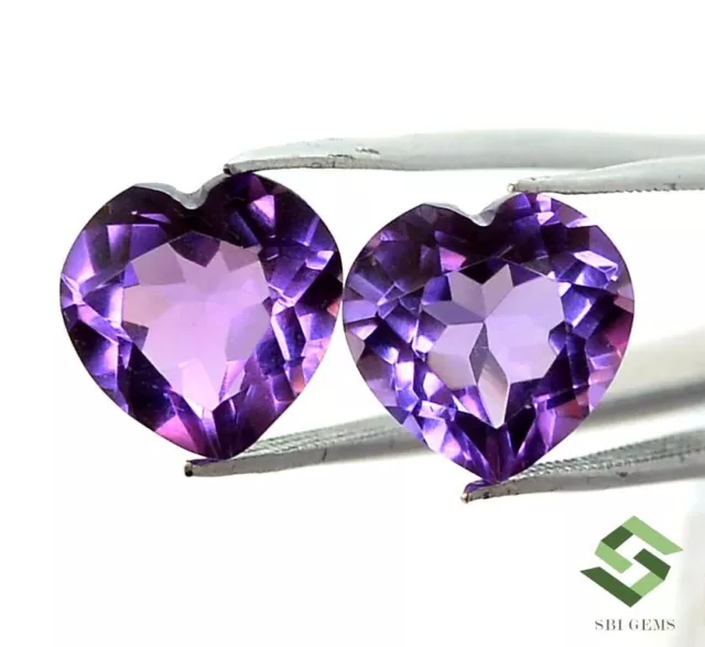 10x10 mm Certified Natural Amethyst Heart Shape Cut Pair 5.67 CTS Loose Gemstone