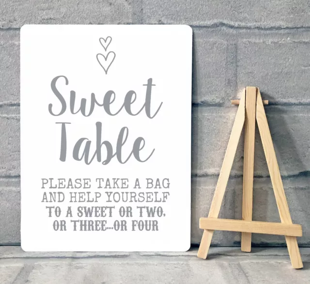 A5 Sweet Table Candy Stall Cart Buffet Jar Sign With Easel Wedding Party - Heart