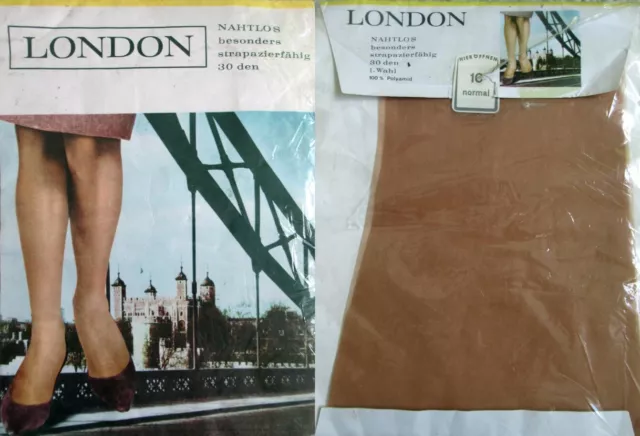 1 x NYLONS - LONDON - 30 DEN - 60/70er - GR. 10