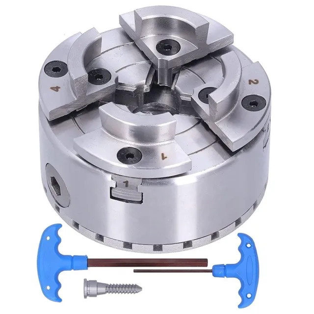 4In 4‑Jaw Self‑Centering Lathe Chuck With M33 Thread 2.5mm Wrench 96mm Chuck OD