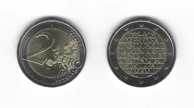 2 Euro Gedenkmünze 2018 aus Portugal, Druckerei, Münzprägestätte, bfr