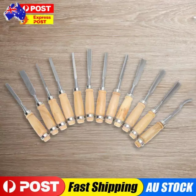 12Pcs Wood Carving Hand Chisel Tool Set Woodworking Professional Gouges