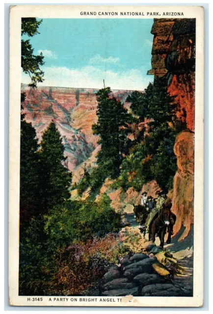 1936 Bright Angel Trail Grand Canyon National Park Arizona Fred Harvey Postcard