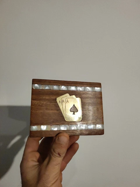 Coffret bois glissière pour jeu cartes standard couvercle glissière