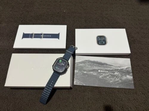 New Apple Watch Ultra 2 GPS + Cellular - 49mm Titanium Case with Blue Ocean Band