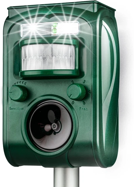 Ultrasonic Solar Animal Repeller - Cat Repellent Outdoor, Dog, Squirrel, Raccoon