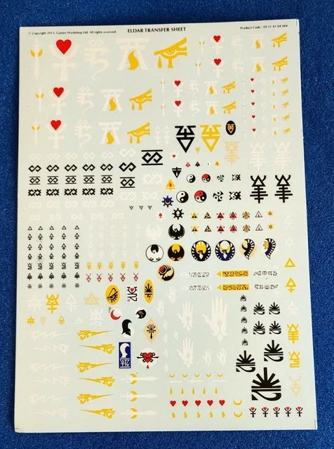 WARHAMMER 40K - Eldar Transfer Decals Sheet! Free P&P! £3.99 - PicClick UK