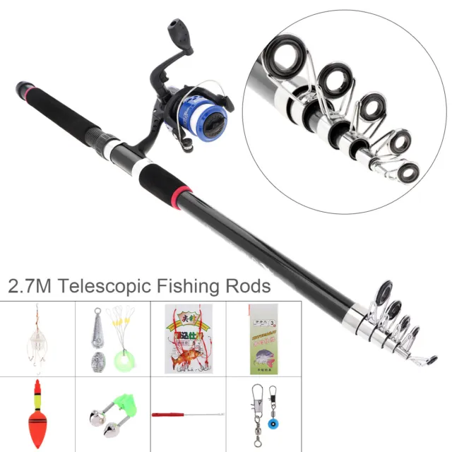 2.7 FISHING ROD Reel Line Combo Kit Spinning Reel Pole Set £21.49 - PicClick  UK