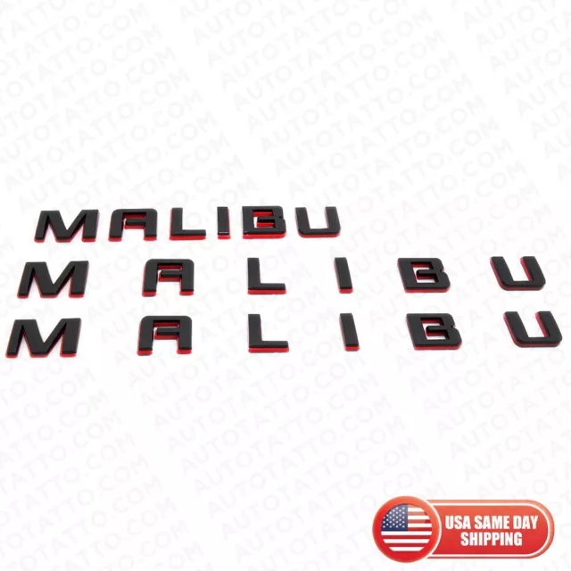 3x 16-23 Chevy Malibu Door & Trunk Letter Emblem Badge Nameplate Redline Edition