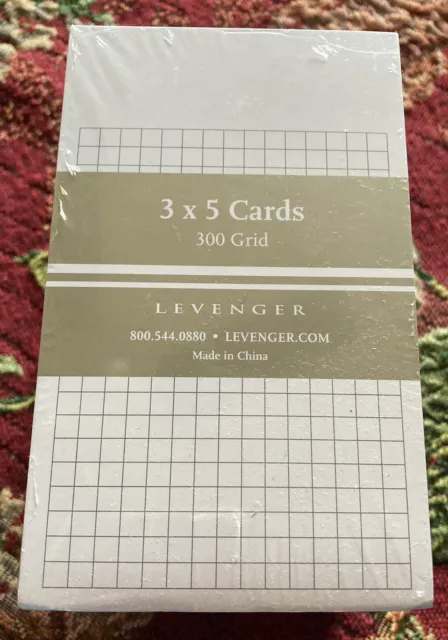 By Levenger - Note cards - Index cards - 300 x Grid Cards - SEALED - 3 x 5 - NEW