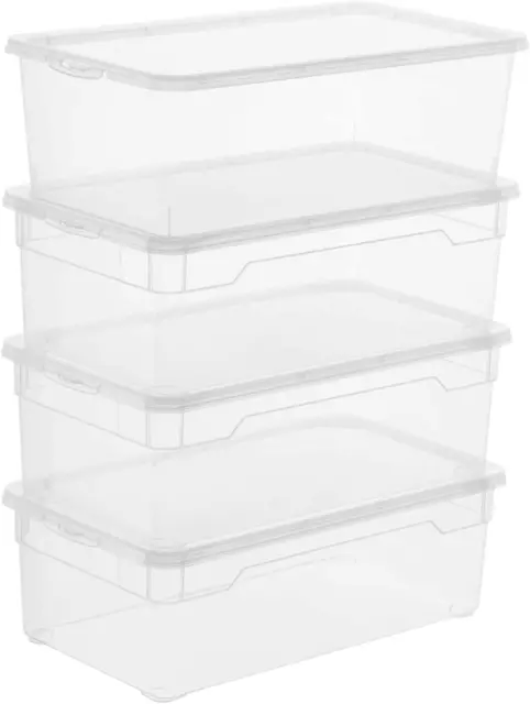 4 Boîtes De Rangement 5L Avec Couvercle, Plastique (PP) Sans BPA, Transparent, 4